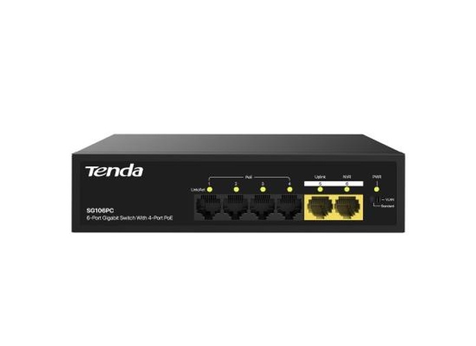Tenda SG106PC 4-Port Gigabit PoE Switch with 2-Port Gigabit Uplink 802.3af Compliant 45W Built-in Power Unmanaged Metal Case product thumbnail 2