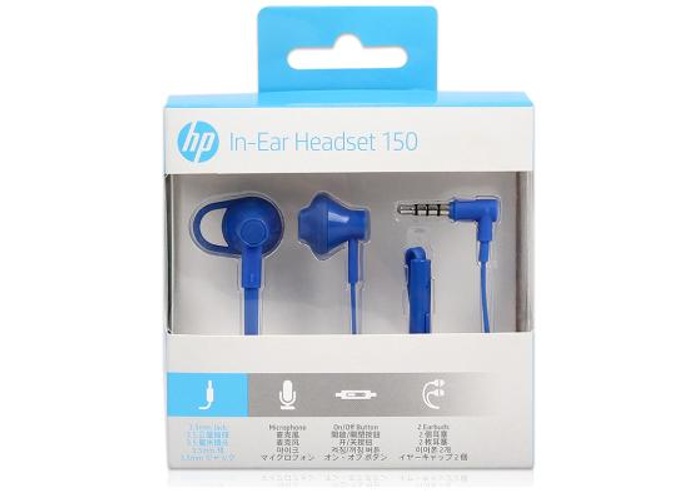 HP Earbuds Black Headset 150 In-ear with Mic - Blue product thumbnail 2
