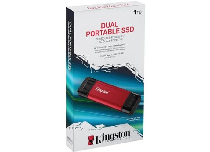 Kingston 1TB Dual USB-A & C Portable SSD Durable Metal Casing Up to 1050MB/s USB 3.2 Gen 2 support Windows, macOS, Linux , Chrome , Android™, iOS/iPadOS product thumbnail 2