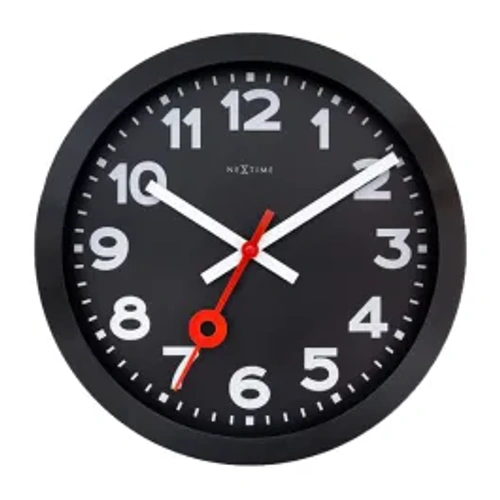Nextime "Station All Black" Anodized Aluminium Wall Clock - 35 Cm - Black product thumbnail 2