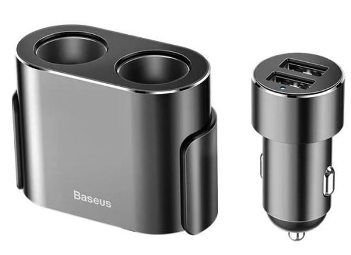 Baseus High Efficiency One to Two Cigarette Lighter (dual-cigarette lighter 80W +dual USB 3.1A) - Black product thumbnail 2