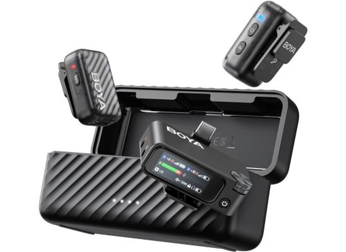 BOYA BOYAMIC 2 Wireless Microphones for iPhone 15-16/Android/PC/Camera, AI Noise Cancellation,32-bit Float Internal Recording,984ft Range, 54H Battery with Charging Case for Recording(without Clip Mic) product thumbnail 2