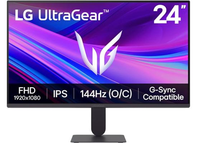 LG 24G411A Ultragear 24" Full HD IPS Gaming Monitor, 144Hz (O/C), 1ms MBR, NVIDIA G-Sync Compatible, AMD FreeSync, HDR10, HDMI, DisplayPort, Slim Stand, Black product thumbnail 2