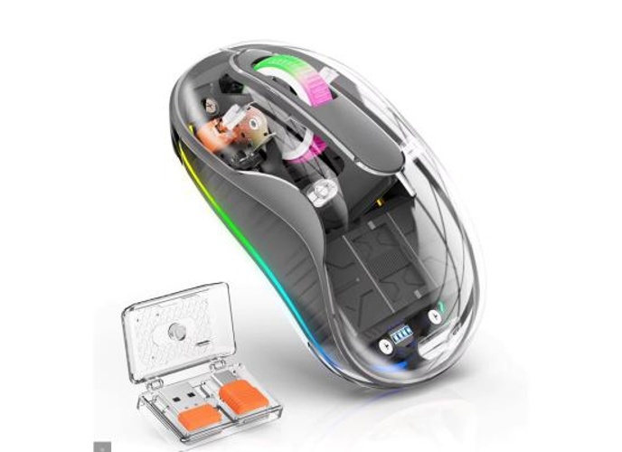 Coteci Dual Receiver Crystal silent mouse with RGB lights, 5.1 Bluetooth dual receiver USB A & Type-C 2.4G 2400 DPI product thumbnail 2