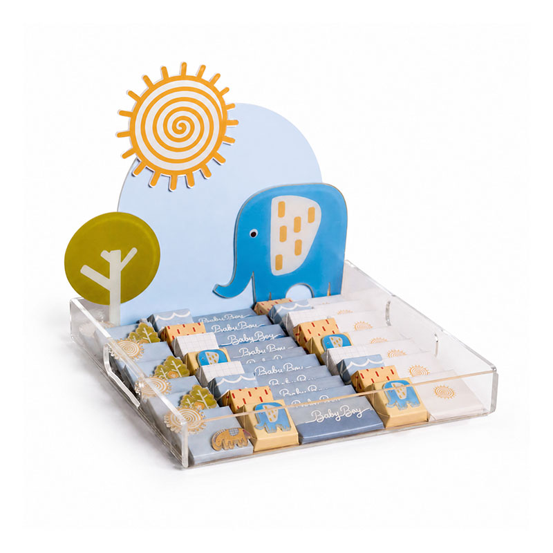 Al Qabas Elephant Baby Boy Chocolate Tray 41 Pcs