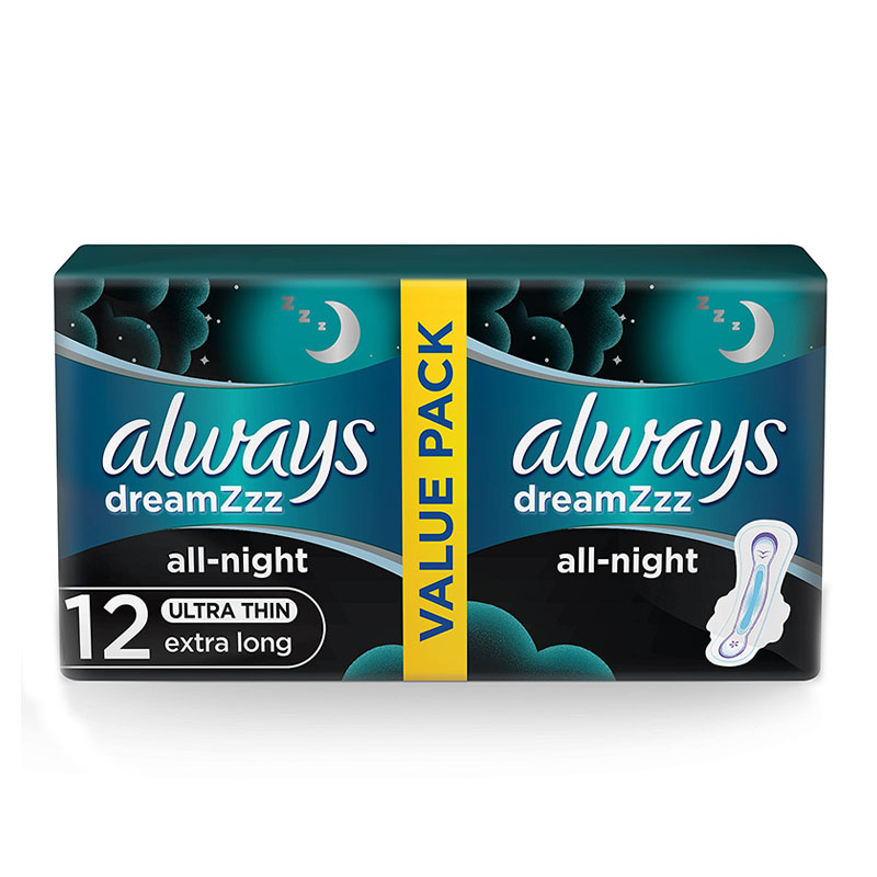 Always Dreamzz All Night Ultra Thin & Extra Long Sanitary Pads, 12 Pads