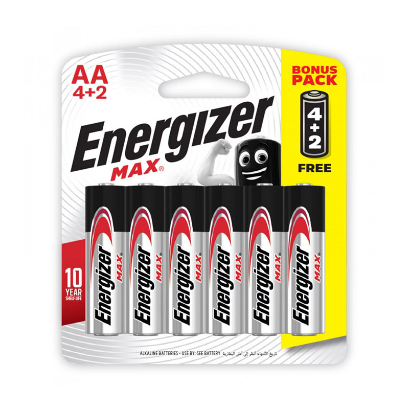 Energizer Max AA Batteries (4Pcs + 2Pcs Free)