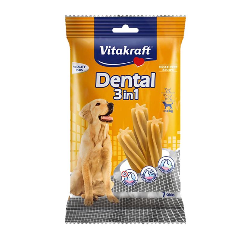 Vitakraft 3 in 1 Dental Snack For Dogs Medium 7 Sticks
