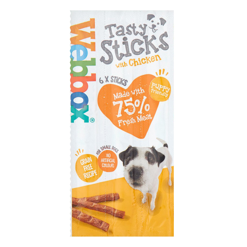 Webbox Tasty Sticks with Chicken Dog Treats 6x Sticks 30g