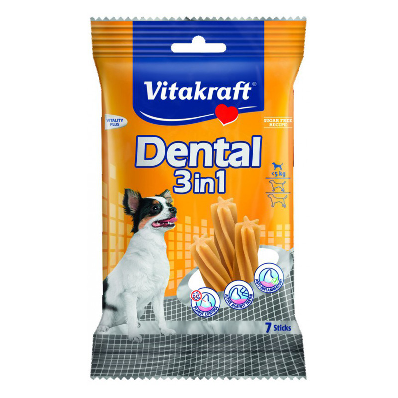 Vitakraft 3 in 1 Dental Snack For Dogs Up to 5kg - 7 Sticks