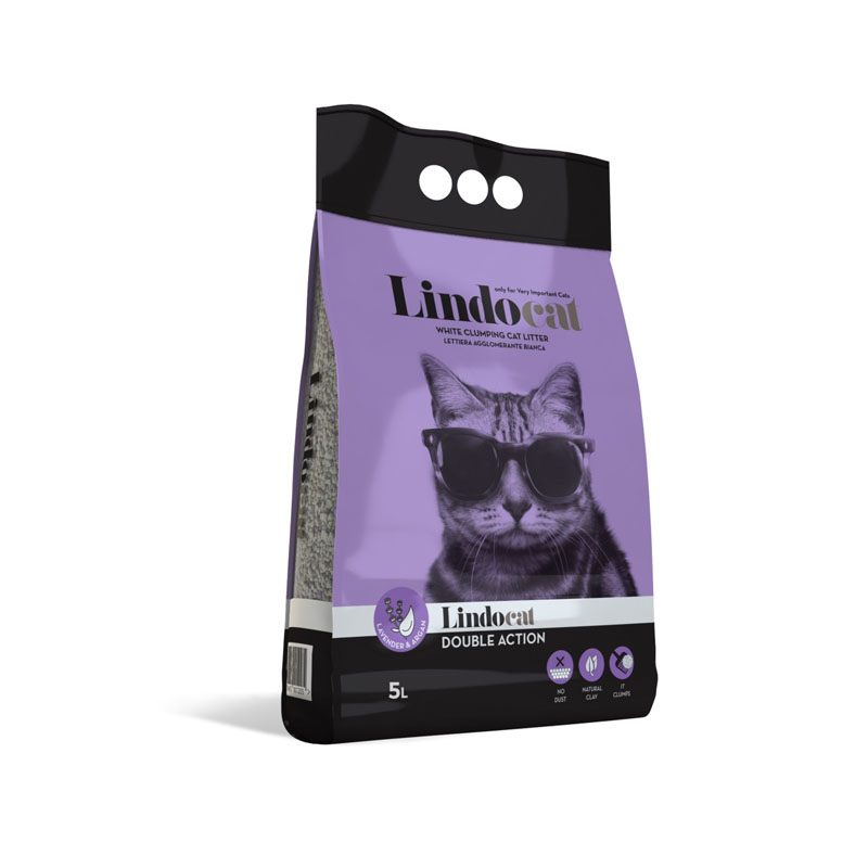 Lindocat Double Action Lavender Scented White Clumping Litter with Argan Oil 5L