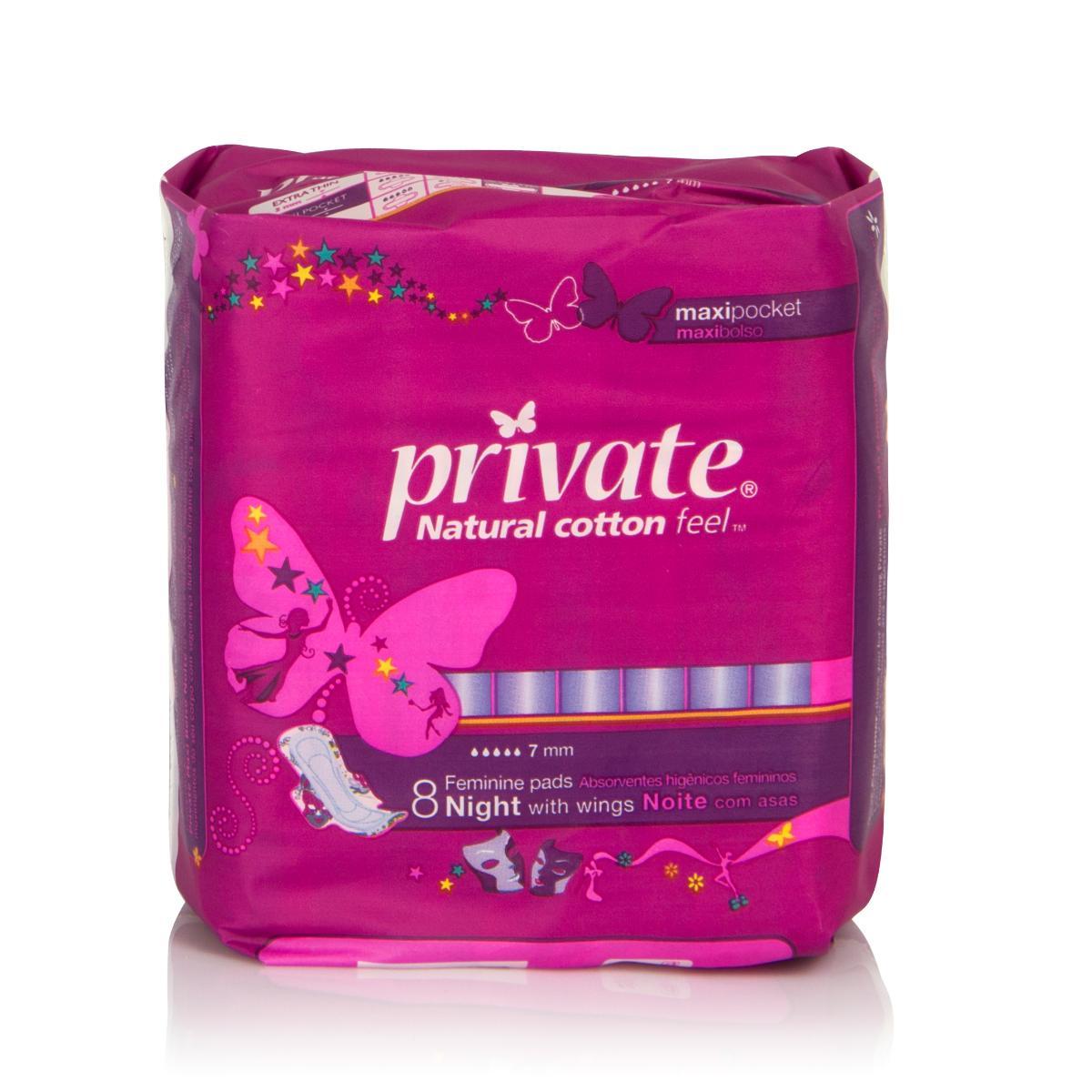 Private Maxi Pocker Feminime Pads Night with Wings (8 pads)