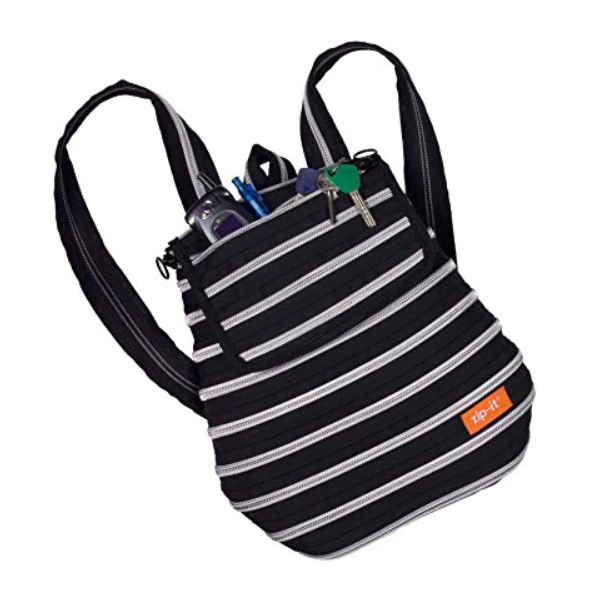 Zipit Zipper Backpack, Black & Silver