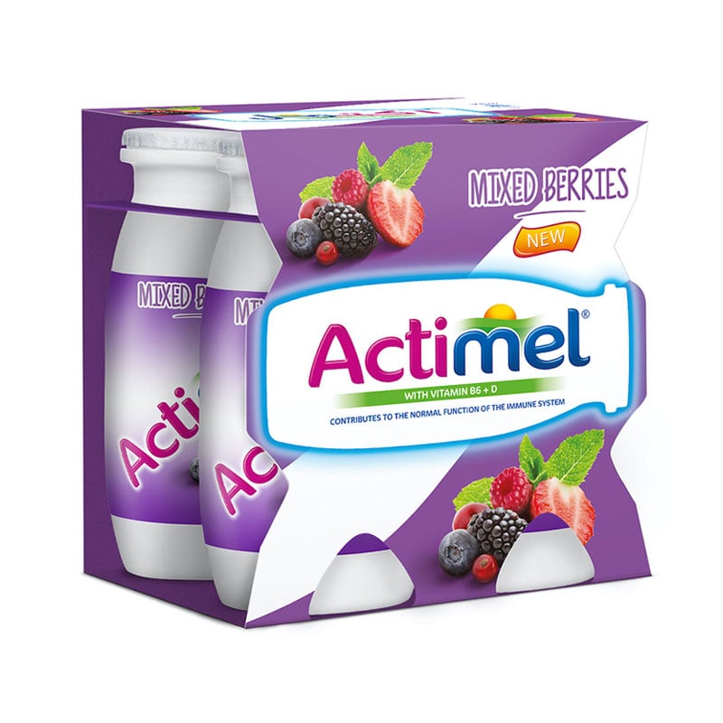 Actimel Skimmed Yogurt Drink, Mixed Berries 93ml x 4pcs