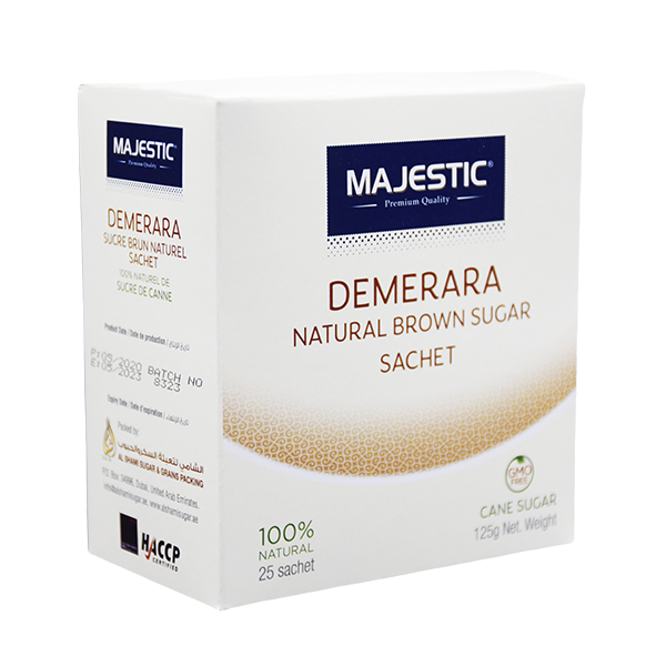 Majestic Demerara Natural Brown Sugar Sachets 25Pcs