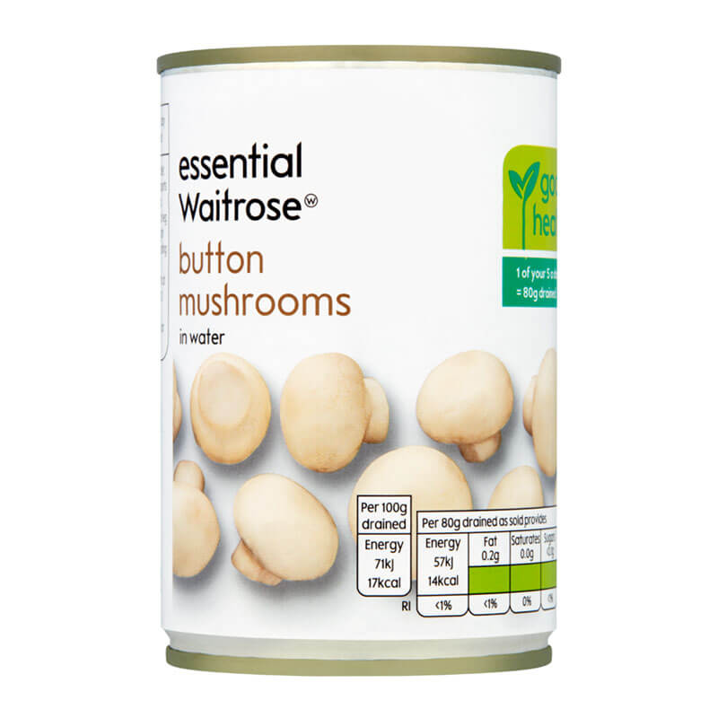 Waitrose Essential Button Mushrooms in Water 290g