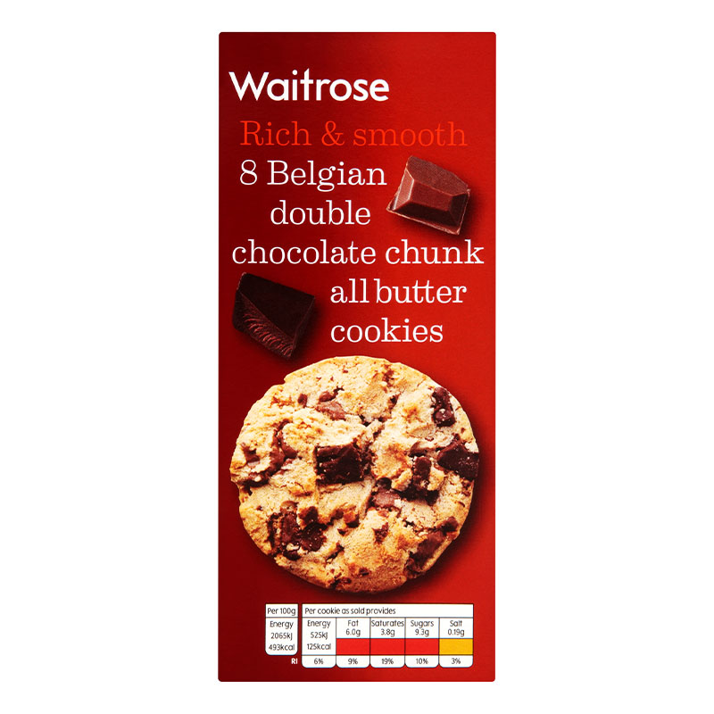 Waitrose 8 Belgian Double Chocolate Cookies 200g