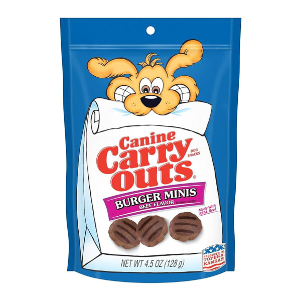 Canine Carry Outs Burger Minis Beef Flavor Dog Treats 128g