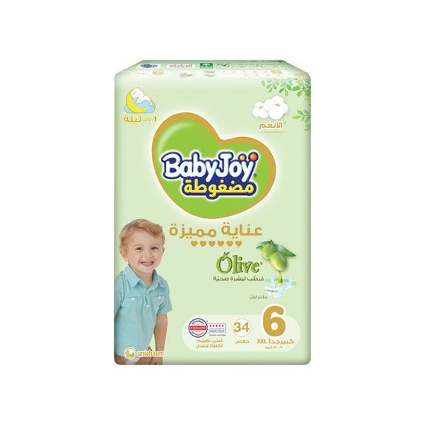 Baby Joy Diapers with Olive Oil Moisturizer, Size 6 16–25kg, 34 Diapers