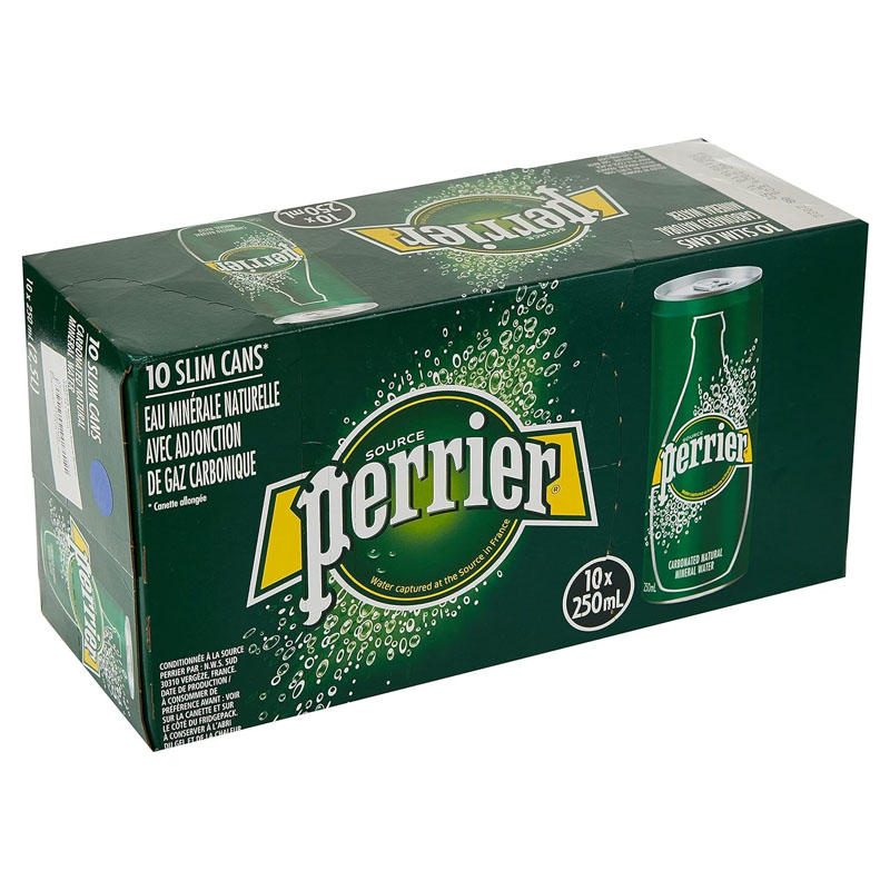 Perrier Sparkling Natural Mineral Water, 10 x 250ml