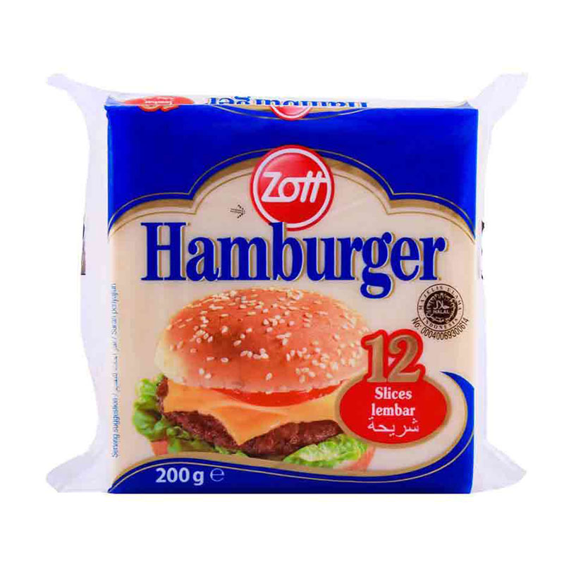 Zott Hamburger Slice Cheese 12 Slices, 200g