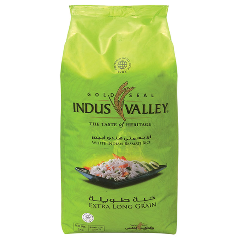 Indus Valley White Indian Basmati Rice, Extra Long Grain 2kg