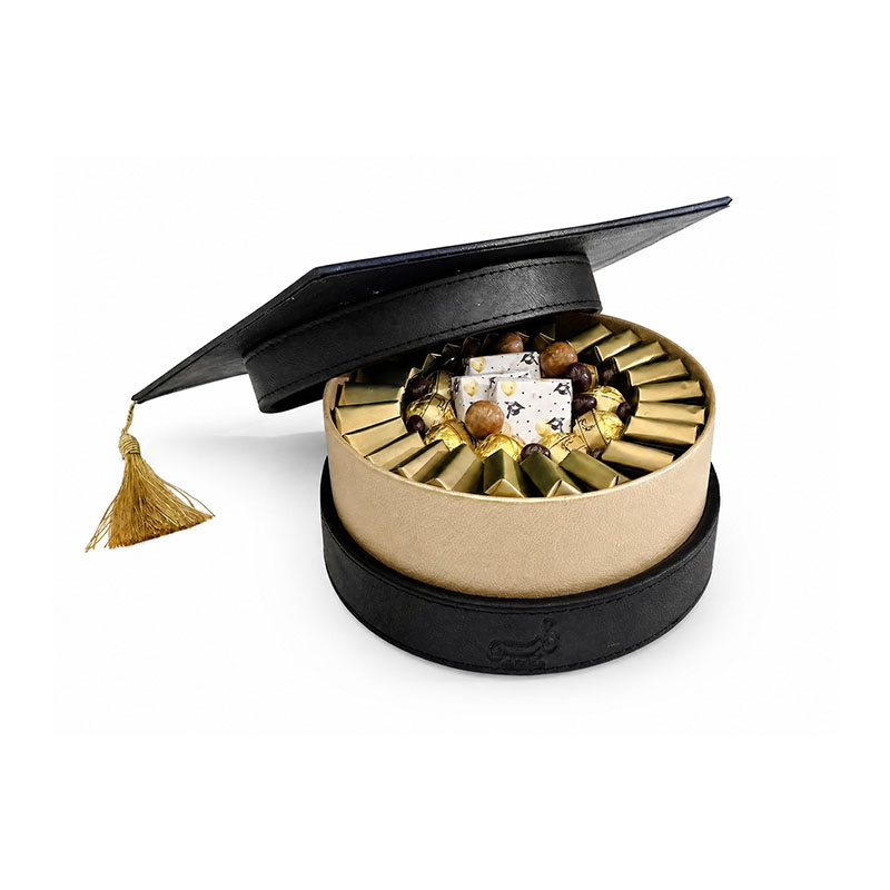 Al Qabas Graduation Round Leather Chocolate Box 500g