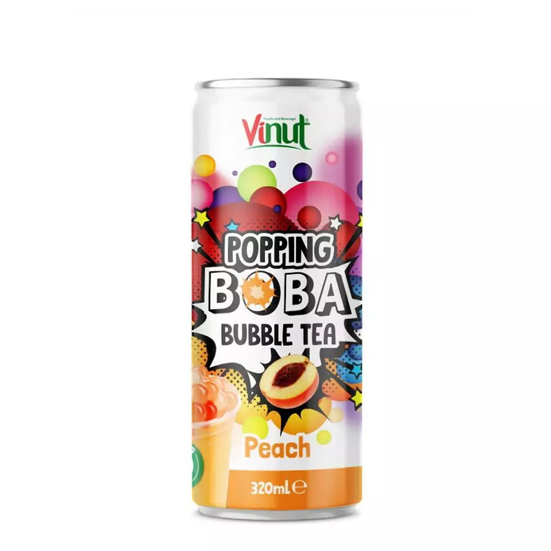 Vinut Popping Boba Bubble Tea Peach Flavor 320ml