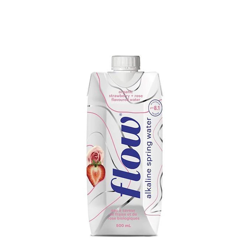 Flow Alkaline Spring Water Organic Strawberry & Rose 500ml