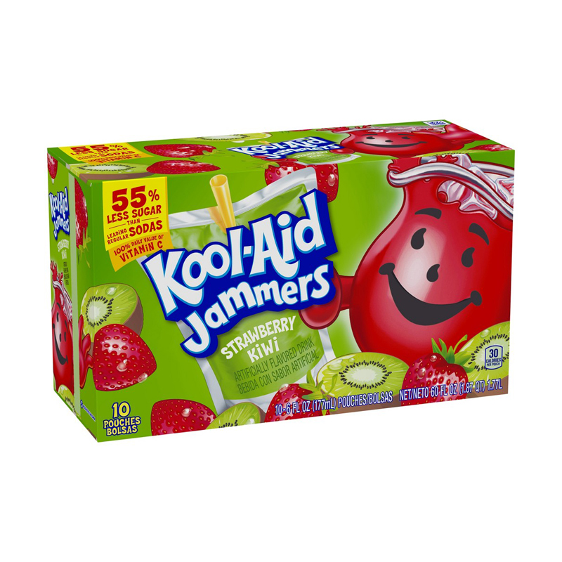 Kool Aid Jammers Strawberry Kiwi Juice 10 Pouches x 177ml