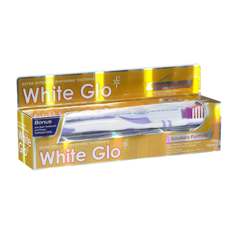 White Glo Smokers Formula Extra Strength Whitening Toothbrush & Toothpaste 150g