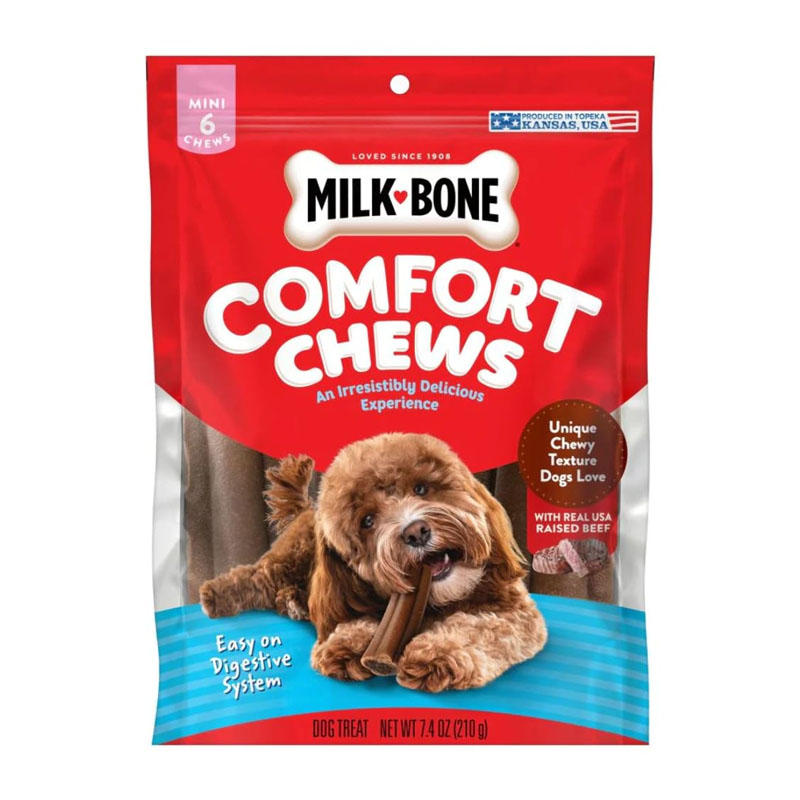 Milk-Bone Mini Comfort Chews Dog Chews With Unique Chewy Texture And Real Beef 210g