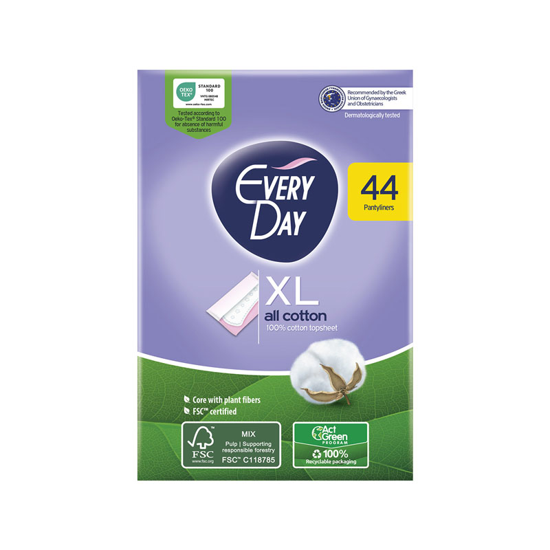 Every Day All Cotton Extra Long Panty Liners XL 44 Pcs