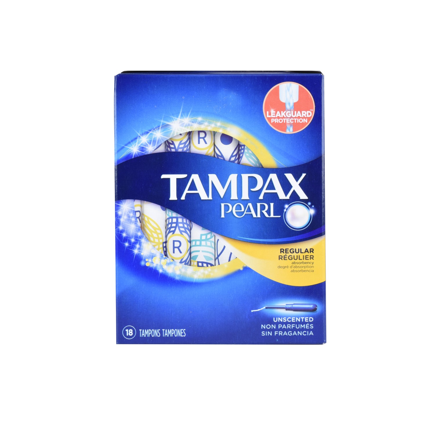 Tampax Pearl Plastic Unscented Tampons Regular Absorbency 18 Pcs