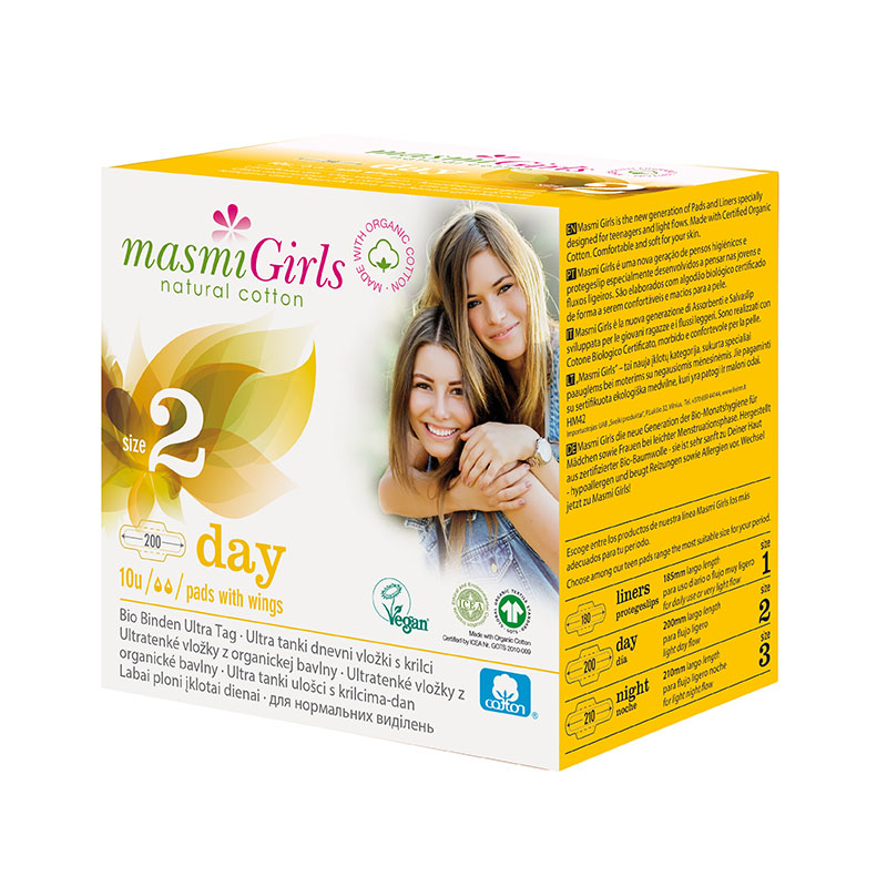 Masmi Girls Day Pads with Wings size 2, 10 Pads
