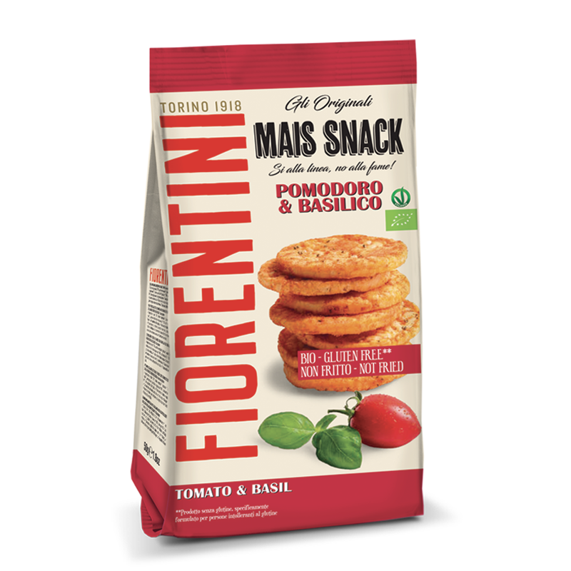 Fiorentini Organic Corn Snacks, Tomato & Basil Flavor 50g