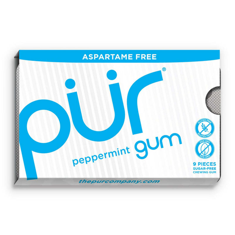 Pur Sugar Free Peppermint Chewing Gum, 9pcs